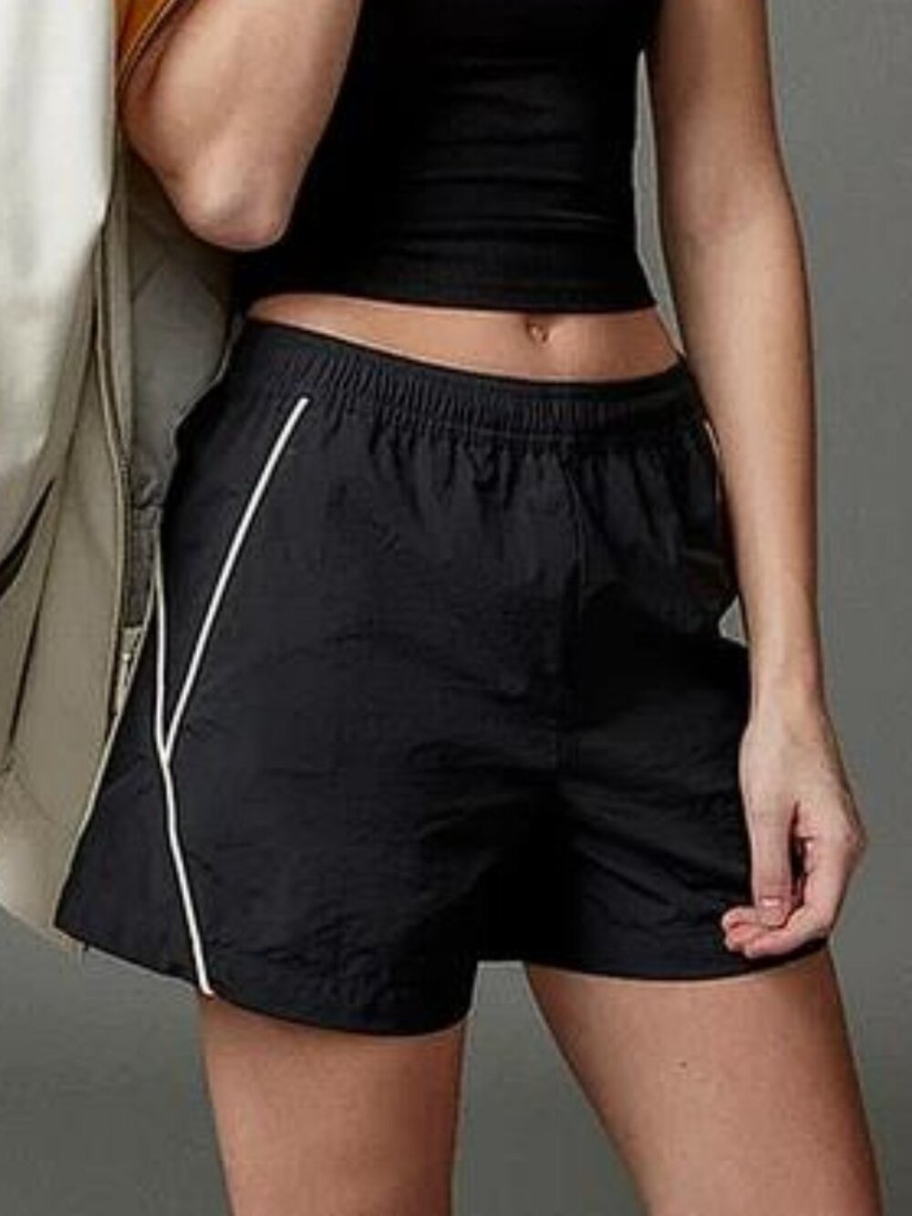 URBAN OUTFITTERS Women's BDG Jess Nylon Track Short Size XS in Black/White